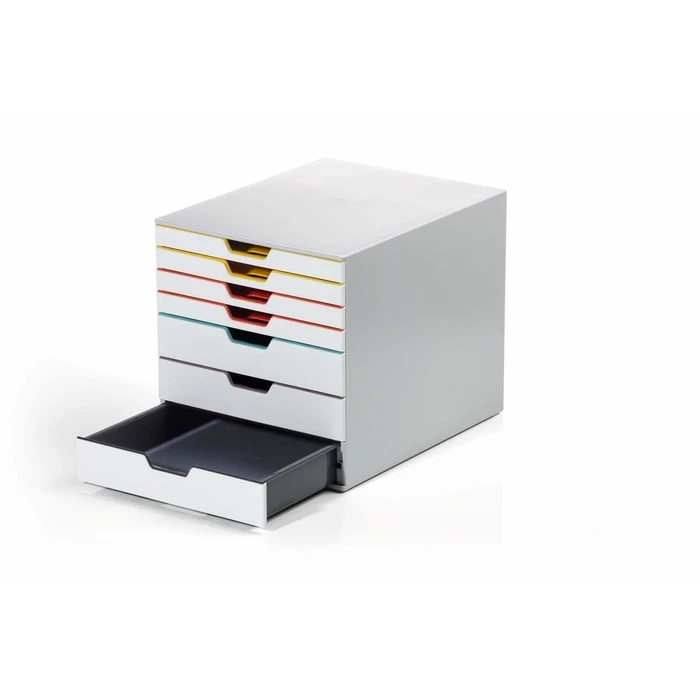 Durable VARICOLOR Plastic Drawer Box / Desk Organizer, 7 Compartments, 29.2 x 35.6 x 28 cm