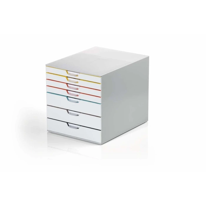 Durable VARICOLOR Plastic Drawer Box / Desk Organizer, 7 Compartments, 29.2 x 35.6 x 28 cm