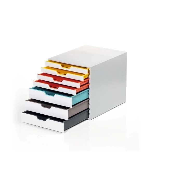 Durable VARICOLOR Plastic Drawer Box / Desk Organizer, 7 Compartments, 29.2 x 35.6 x 28 cm