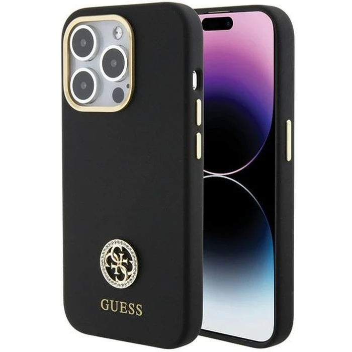Guess GUHCP15LM4DGPK Apple iPhone 15 Pro hardcase Silicone Logo Strass 4G black