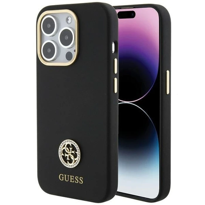 Guess GUHCP15XM4DGPK Apple iPhone 15 Pro Max hardcase Silicone Logo Strass 4G black