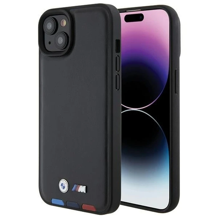 BMW BMHCP15M22PTDK Apple iPhone 15 Plus / 14 Plus Leather Stamp Tricolor black