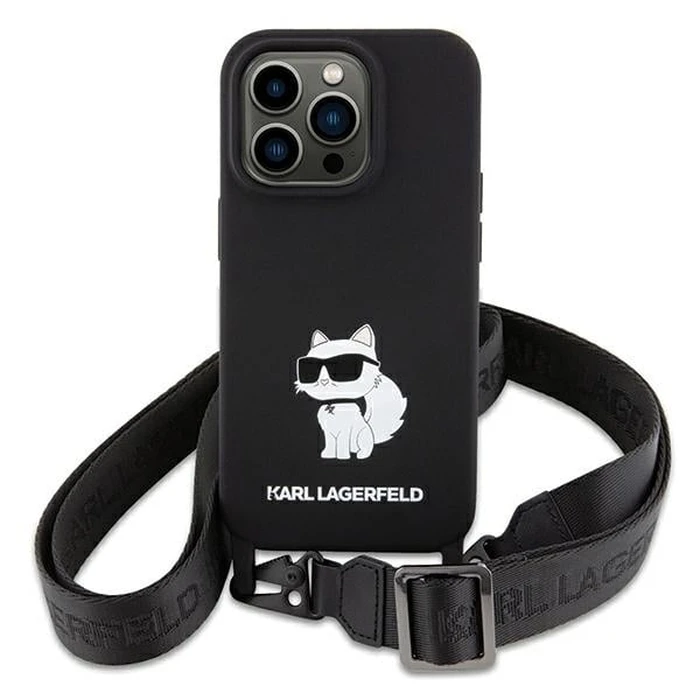Karl Lagerfeld KLHCP15SSCBSCNK Apple iPhone 15 hardcase Crossbody Silicone Choupette black
