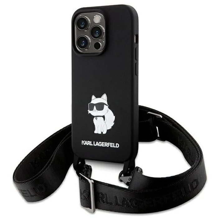 Karl Lagerfeld KLHCP15XSCBSCNK Apple iPhone 15 Pro Max hardcase Crossbody Silicone Choupette black