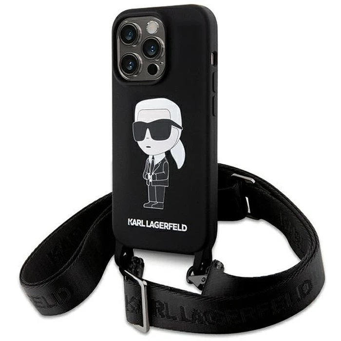 Karl Lagerfeld KLHCP15XSCBSKNK Apple iPhone 15 Pro Max hardcase Crossbody Silicone Ikonik black