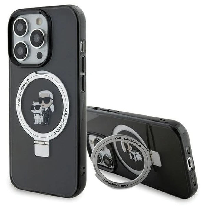 Karl Lagerfeld KLHMP15LHMRSKCK Apple iPhone 15 Pro hardcase Ring Stand Karl&Choupettte MagSafe black
