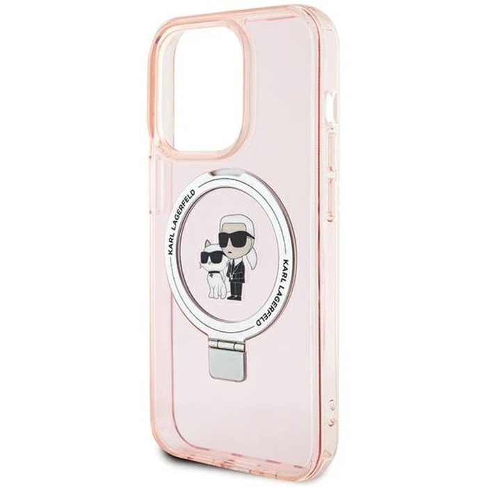 Karl Lagerfeld KLHMP15XHMRSKCP Apple iPhone 15 Pro Max hardcase Ring Stand Karl&Choupettte MagSafe pink