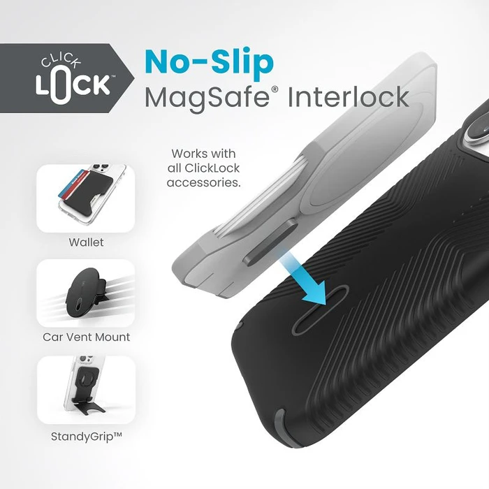 Speck Presidio2 Grip ClickLock & MagSafe Apple iPhone 15 Pro (Black / Slate Grey / White)