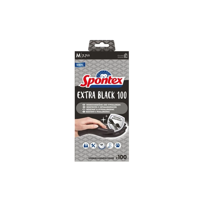 Spontex Einmalhandschuhe Extra Black 100 - Μίας Χρήσης Βινυλίου, Μέγεθος M