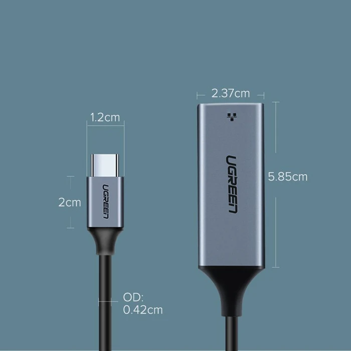 UGREEN USB-C external network adapter / Ethernet RJ45 1Gbps gray