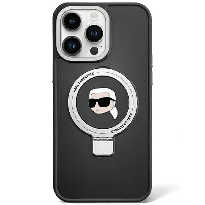 Karl Lagerfeld KLHMP15SHMRSKHK Apple iPhone 15 hardcase Ring Stand Karl Head MagSafe black