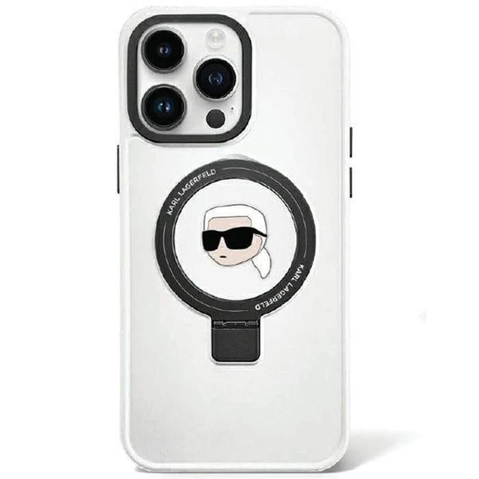 Karl Lagerfeld KLHMP15XHMRSKHH Apple iPhone 15 Pro Max hardcase Ring Stand Karl Head MagSafe white