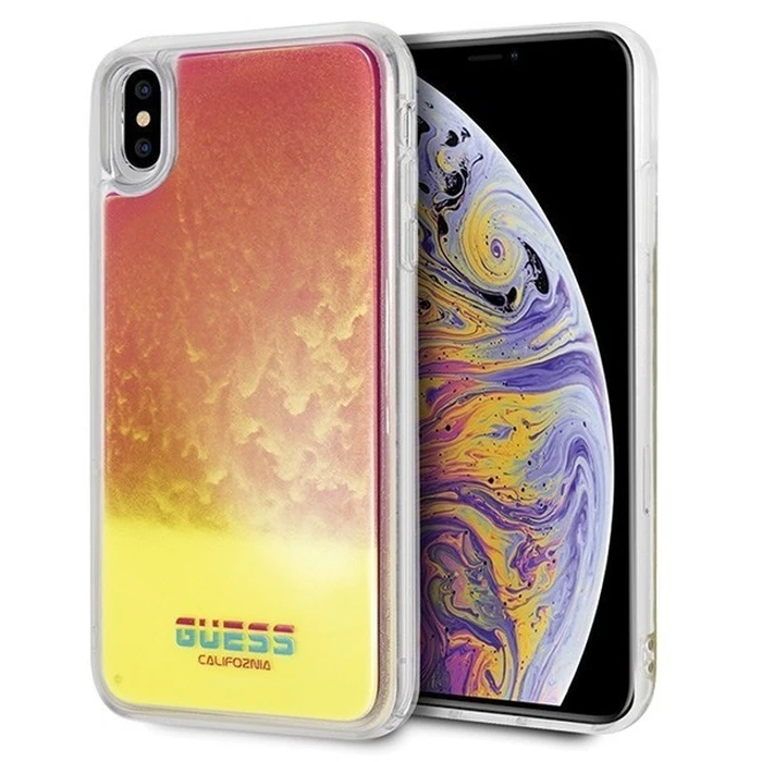 Guess GUHCI65GLCPI iPhone Xs Max pink hard case California Glow in the dark