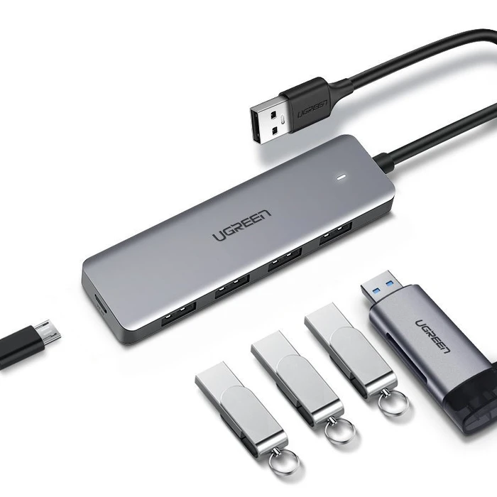 UGREEN USB-A / 4xUSB-A 3.2Gen1 HUB with additional micro USB power port grey