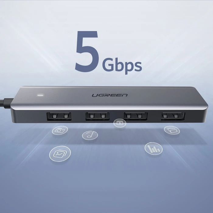 UGREEN USB-A / 4xUSB-A 3.2Gen1 HUB with additional micro USB power port grey