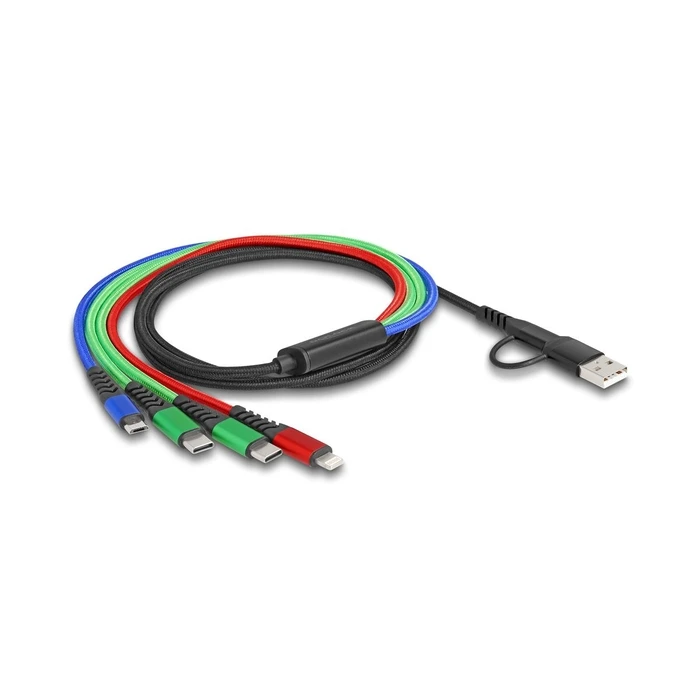 DeLock USB to Type-C / Lightning / micro USB Cable 3A Black 1.2 m (87035)