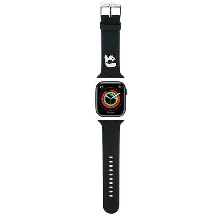 Belt Karl Lagerfeld KLAWLSLKNK Apple Watch 4/5/6/7/SE/8/9/Ultra 44/45/49mm strap 3D Rubber Karl Head black