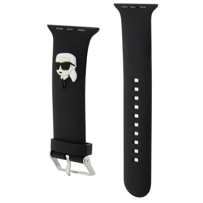 Belt Karl Lagerfeld KLAWLSLKNK Apple Watch 4/5/6/7/SE/8/9/Ultra 44/45/49mm strap 3D Rubber Karl Head black