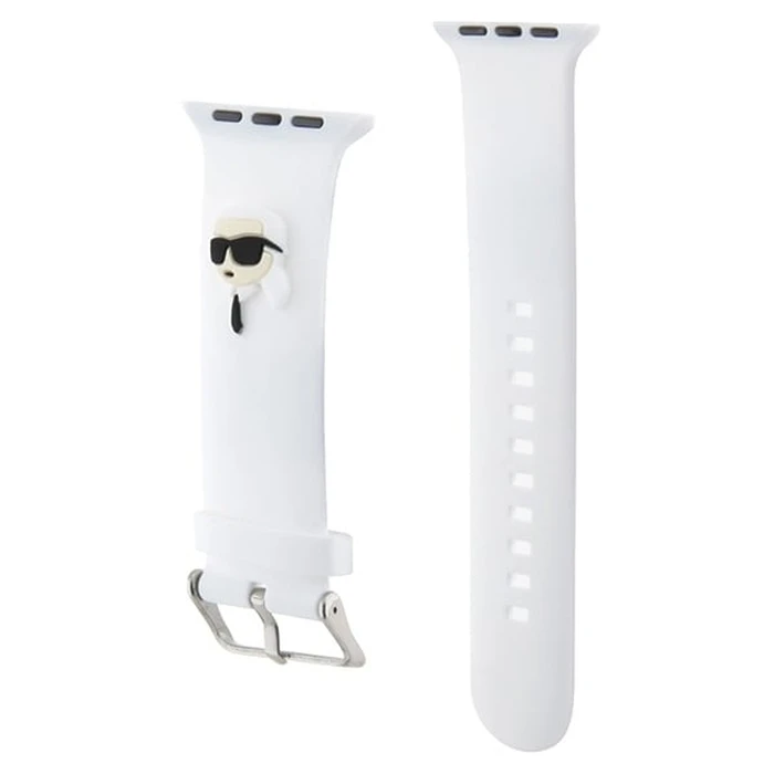 Belt Karl Lagerfeld KLAWMSLKNH Apple Watch 4/5/6/7/SE/8/9/10 40/41/42mm strap 3D Rubber Karl Head white