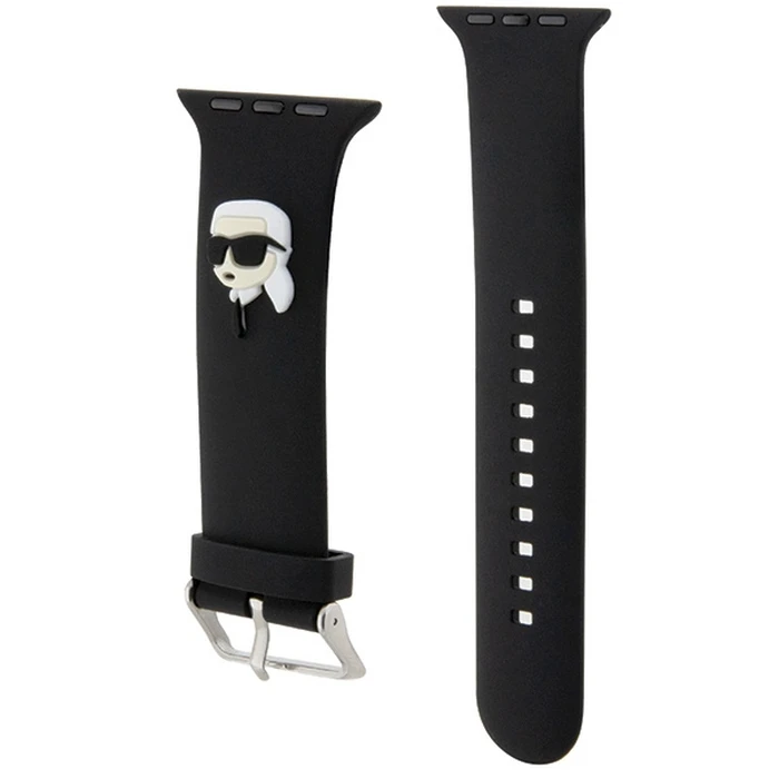 Strap Karl Lagerfeld KLAWMSLKNK Apple Watch 4/5/6/7/SE/8/9/10 40/41/42mm strap 3D Rubber Karl Head Black
