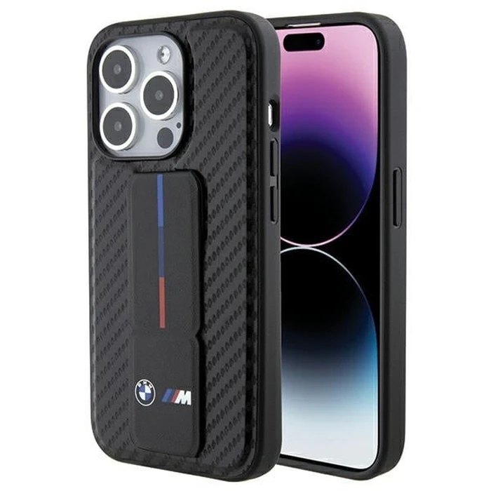 BMW BMHCP15LGSPCCK Apple iPhone 15 Pro hardcase Grip Stand Smooth & Carbon black