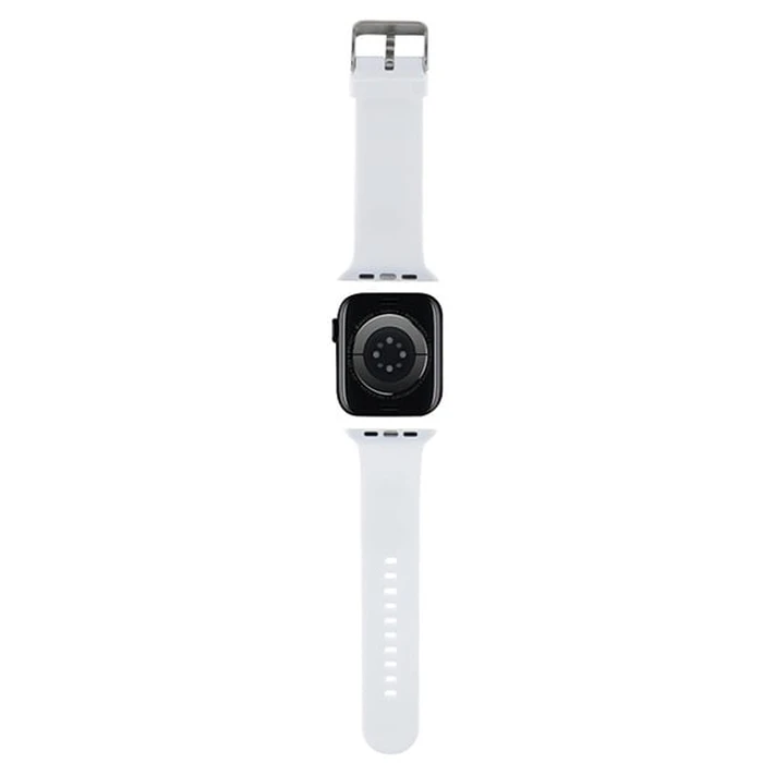 Belt Karl Lagerfeld KLAWLSLCNH Apple Watch 4/5/6/7/SE/8/9/Ultra 44/45/49mm strap 3D Rubber Choupette Head white/White