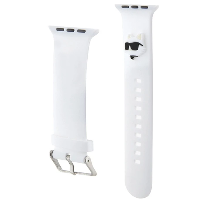 Belt Karl Lagerfeld KLAWLSLCNH Apple Watch 4/5/6/7/SE/8/9/Ultra 44/45/49mm strap 3D Rubber Choupette Head white/White