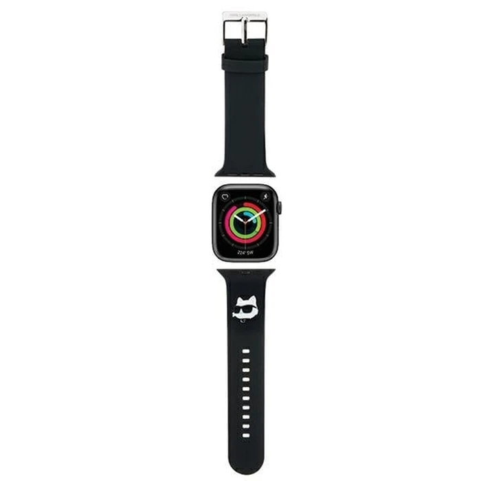 Belt Karl Lagerfeld KLAWLSLCNK Apple Watch 4/5/6/7/SE/8/9/Ultra 44/45/49mm strap 3D Rubber Choupette Head Black