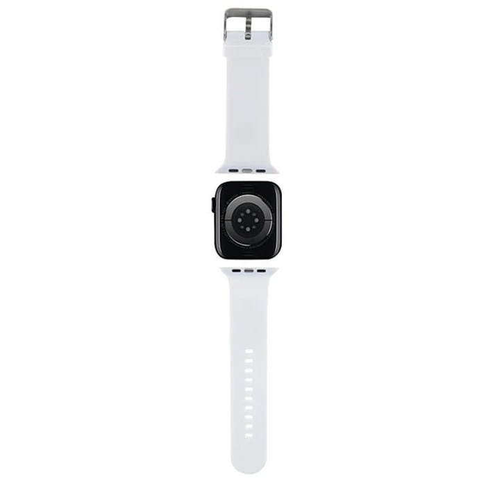 Belt Karl Lagerfeld KLAWLSLKCNH Apple Watch 4/5/6/7/SE/8/9/Ultra 44/45/49mm strap 3D Rubber Karl&Choupette Heads white