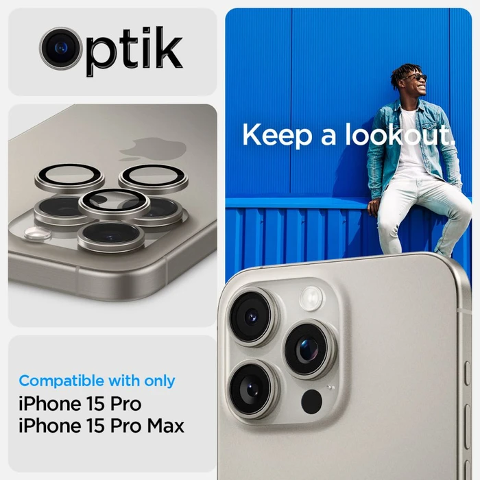 Spigen Optik.TR EZ Fit Camera Protector Apple iPhone 14 Pro / Max / 15 Pro / Max / 16 Pro / Max / 17 Pro / Max Natural Titanium [2 PACK]