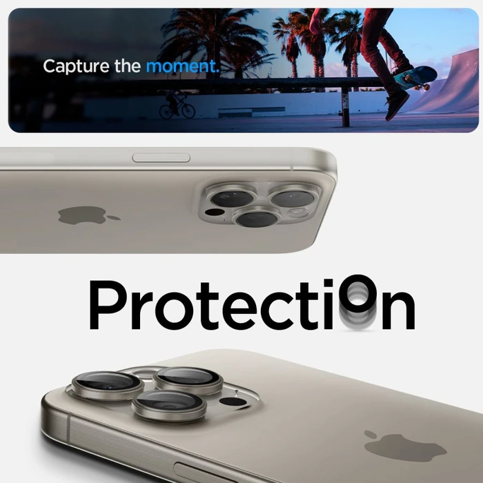 Spigen Optik.TR EZ Fit Camera Protector Apple iPhone 14 Pro / Max / 15 Pro / Max / 16 Pro / Max / 17 Pro / Max Natural Titanium [2 PACK]
