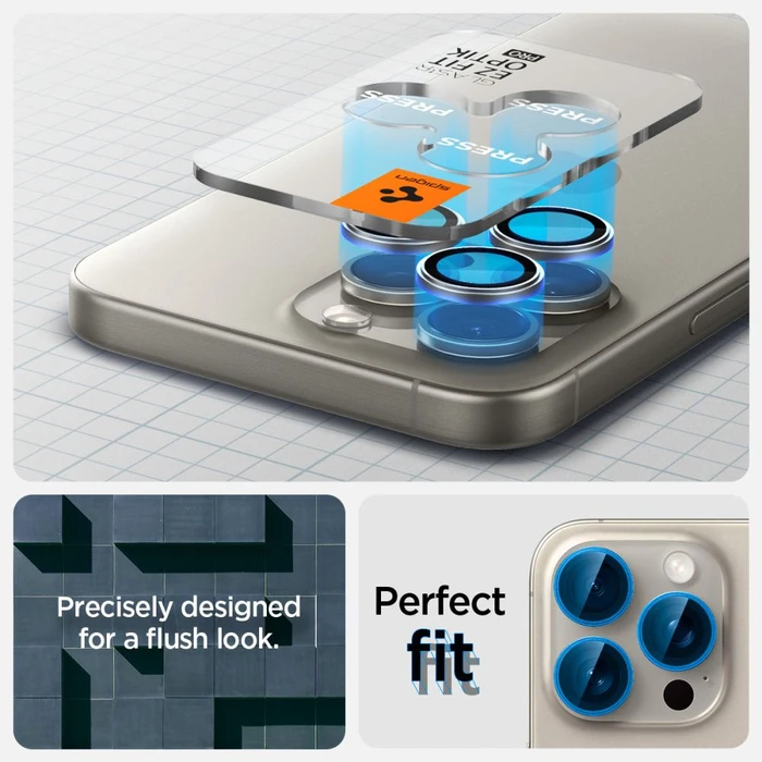 Spigen Optik.TR EZ Fit Camera Protector Apple iPhone 14 Pro / Max / 15 Pro / Max / 16 Pro / Max / 17 Pro / Max Natural Titanium [2 PACK]