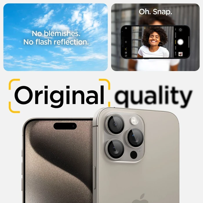 Spigen Optik.TR EZ Fit Camera Protector Apple iPhone 14 Pro / Max / 15 Pro / Max / 16 Pro / Max / 17 Pro / Max Natural Titanium [2 PACK]