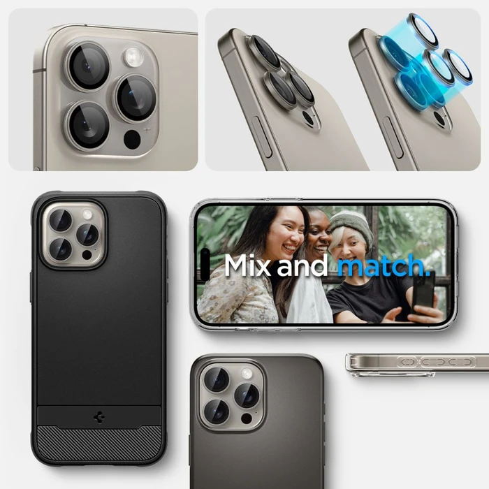 Spigen Optik.TR EZ Fit Camera Protector Apple iPhone 14 Pro / Max / 15 Pro / Max / 16 Pro / Max / 17 Pro / Max Natural Titanium [2 PACK]