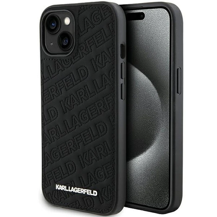 Karl Lagerfeld KLHCP15SPQKPMK iPhone 15 Black hardcase Quilted K Pattern