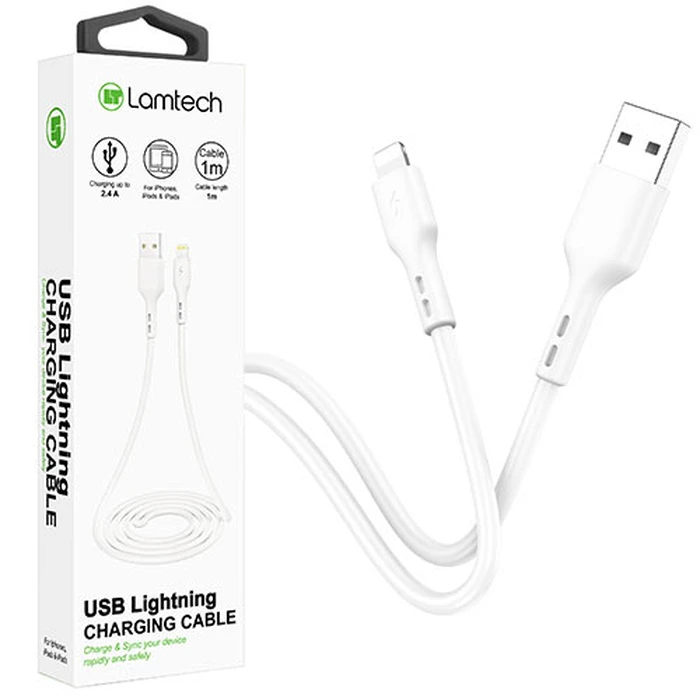 Καλώδια USB Lamtech Charging & Data Lightning 1m White