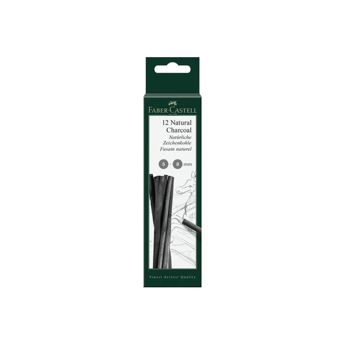FABER-CASTELL Natural Charcoal Pitt 5–8mm (12 pcs) - Black