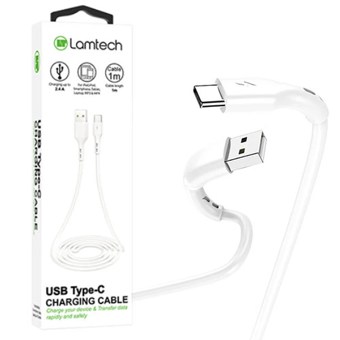 Καλώδιo USB Lamtech Data Type-C 1m WHITE