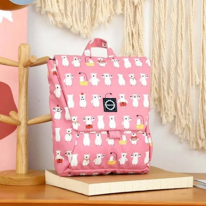 Σχολική Τσάντα 8848 TRAPEZOIDAL Backpack for CHILDREN With WHITE BEARS PRINT
