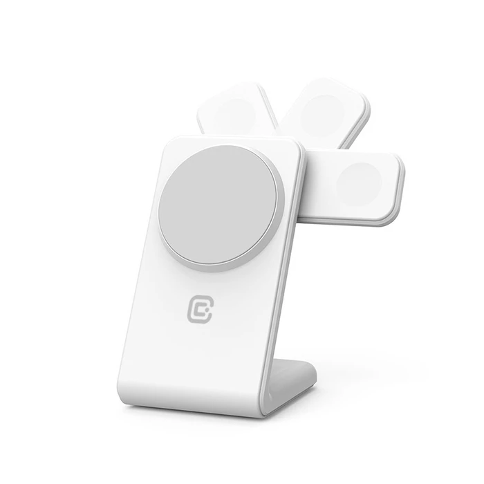 Crong MagSpot Pivot Stand MagSafe 3-in-1 Wireless Charger (white)