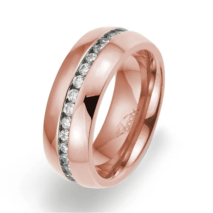 Γυναικείο Δαχτυλίδι Gooix 444-02129-560 (56) από Ατσάλι Pink Gold