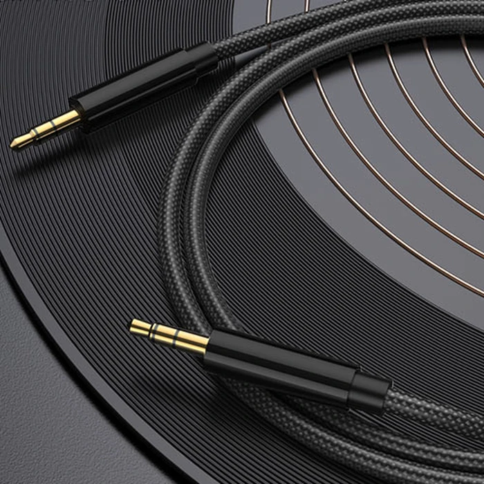 Καλώδιo 3,5mm Lamtech AUDIOCABLE BRAIDED 1m to 3.5mm Black