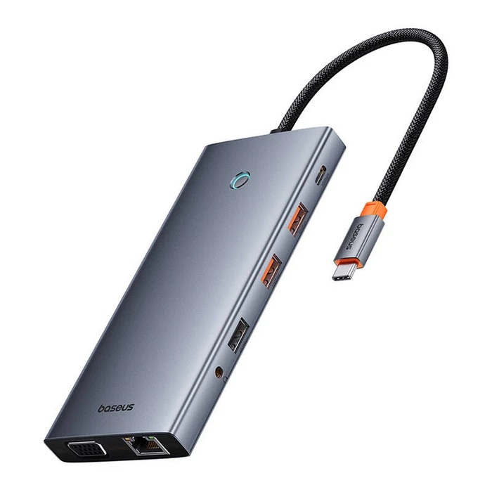 Docking Station Baseus 13in1 PortalJoy USB-C to HDMI+DP+VGA+C+USB+PD+RJ45+SD/TF+3.5mm (grey)