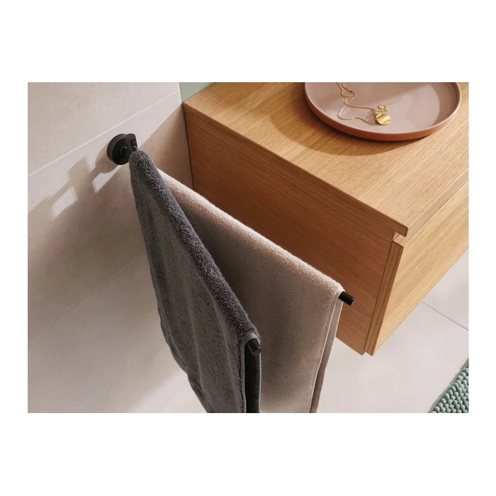 Tesa 40562-00000-00 Double Wall-Mounted Bathroom Rail with Screws, 45.6 cm Black