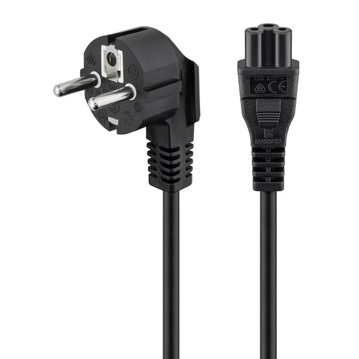 Καλώδιο Τροφοδοσίας Goobay 44877, γωνιακό, 0.75mm², 3m, μαύρο