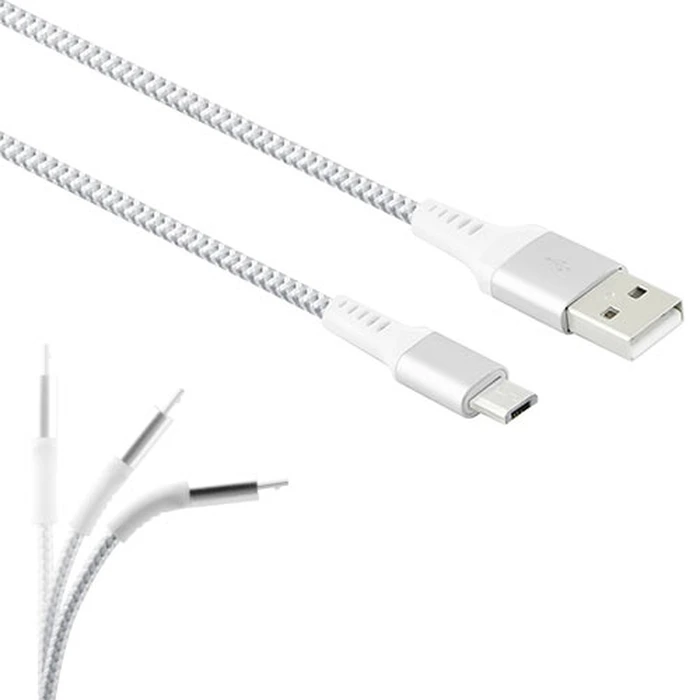 Καλώδιo USB Lamtech Micro HIGH QUALITY UNBREAKABLE SILVER 2M