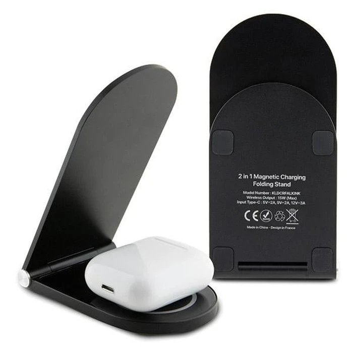 Karl Lagerfeld 2-in-1 inductive charger KLDCRFALKINK 15W Ikonik MagSafe black