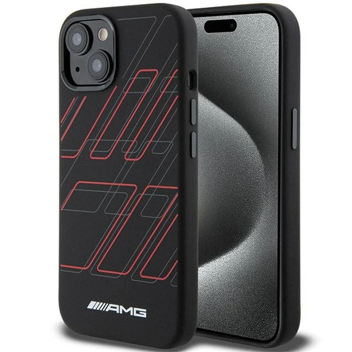 AMG AMHMP15M23SSPK Apple iPhone 15 Plus / 14 Plus hardcase Silicone Large Rhombuses Pattern MagSafe black
