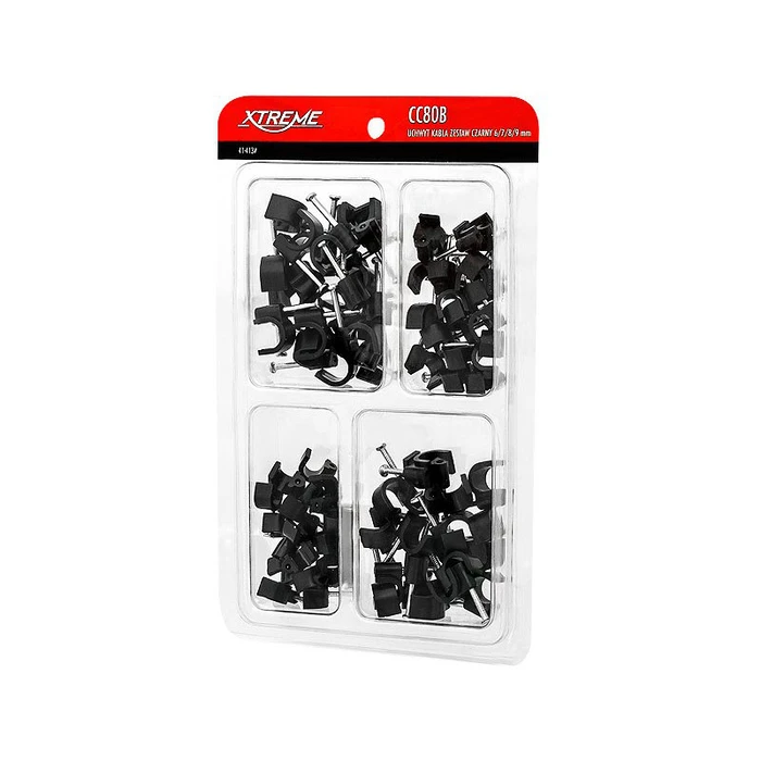 XTREME Σετ Cable Holder Μαύρο 80 τμχ