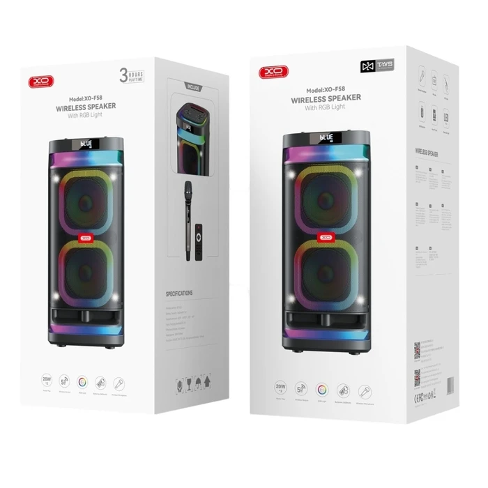 Karaoke XO F58 Shine Διπλό 6-inch Woofer RGB Bluetooth Ηχείο 40W